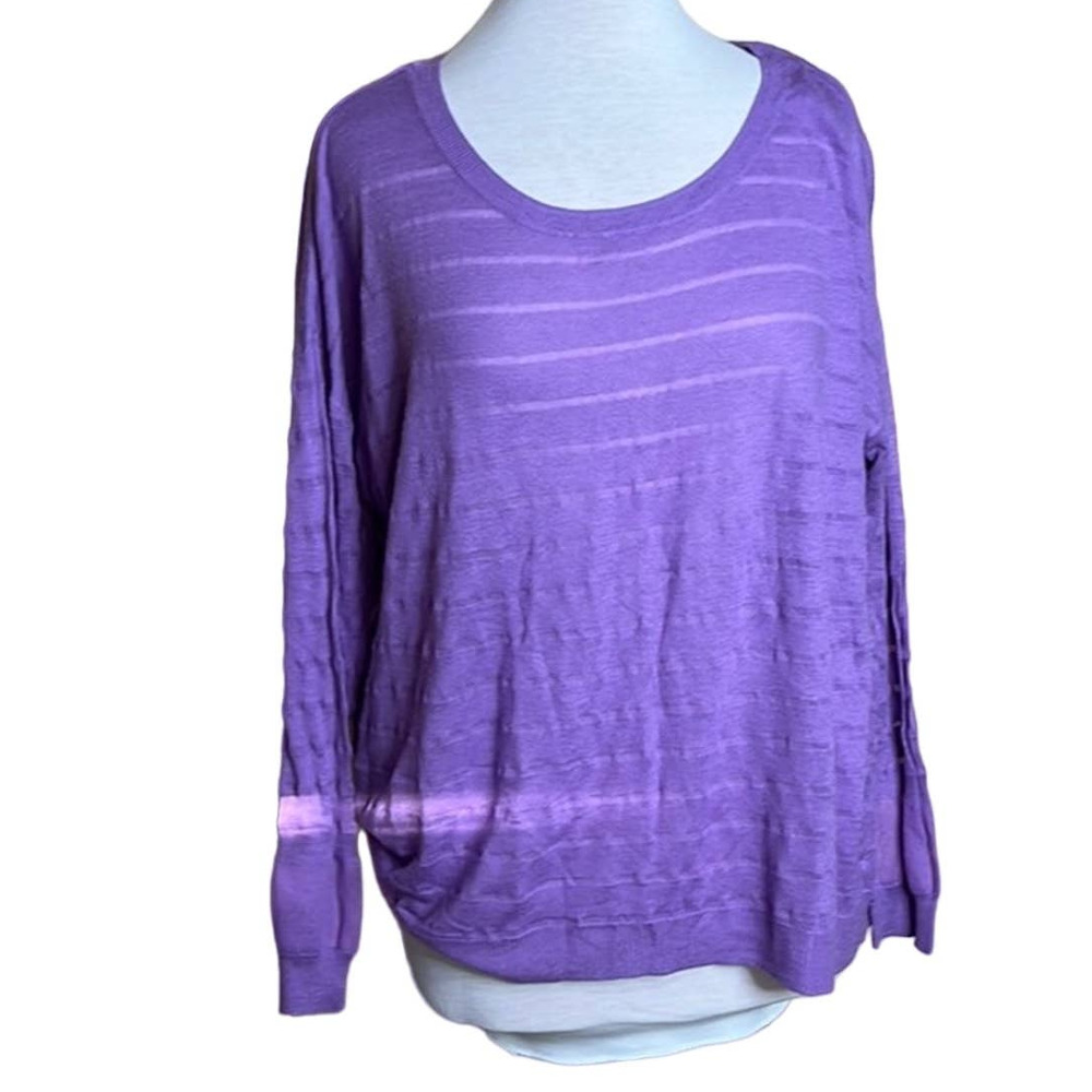 Lane Bryant 18/20 Cotton Long Sleeve Lavender Striped Sheer Sweater Women